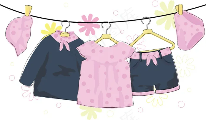 卡通婴儿服装矢量素材