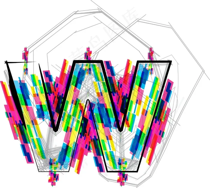插图插画矢量字体的字母W