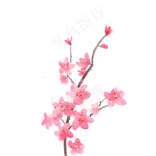 手绘水彩红色桃花装饰元素手绘水彩红色桃花装饰元素