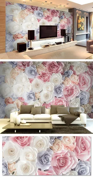 唯美鲜花花团婚礼客厅电视背景墙卧室...