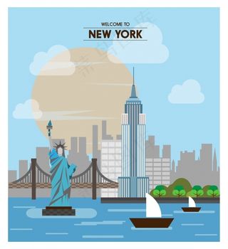 纽约扁平景点素材