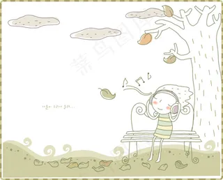 戴著耳機聽音樂的男孩