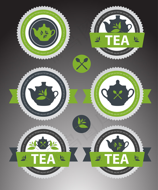 茶餐厅标签矢量素材