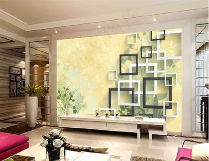 3D现代简约手绘花朵背景墙