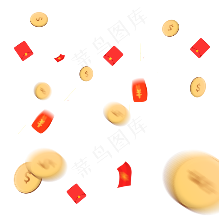 漫天金币红包,免抠元素(2000*2000px 300 dpi )psd模版下载