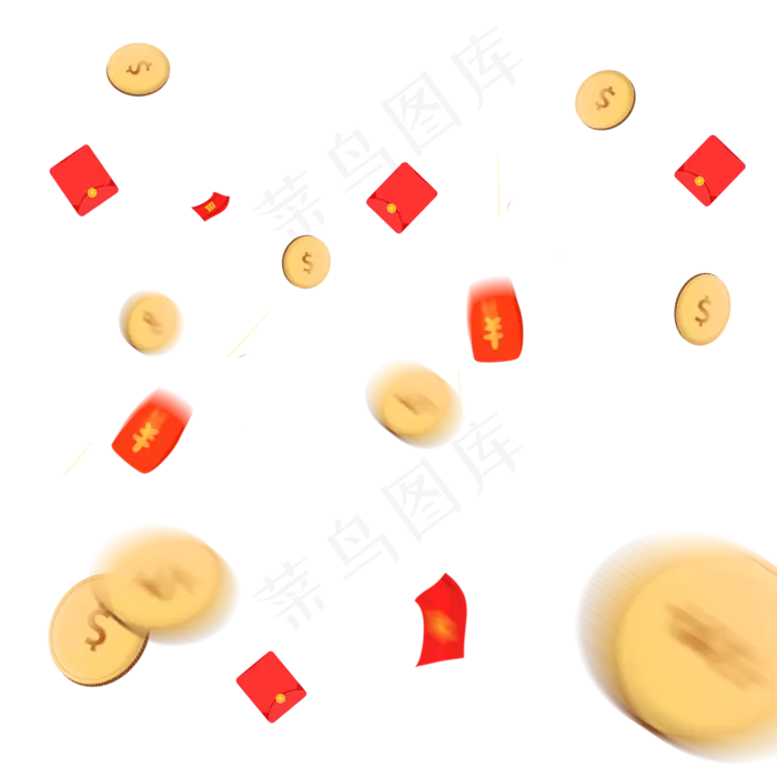 漫天金币红包,免抠元素(2000*2000px 300 dpi )psd模版下载