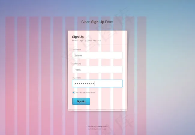 简洁注册登陆表格PSD素材psd模版下载