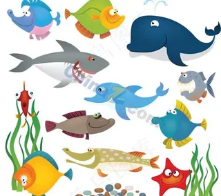 可爱海洋生物物矢量素材下载