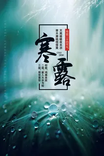 2017大气简洁中国风寒露节气海报