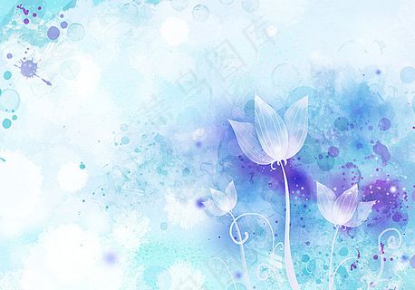 蓝色花卉背景图片