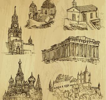 手绘欧式建筑图片