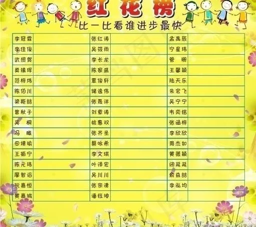 小学红花榜图片cdr矢量模版下载