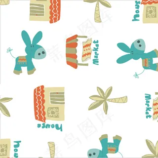 矢量图 卡通图案字母 免费素材