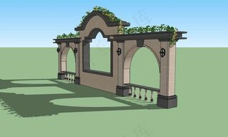 欧式景墙3d模型图片