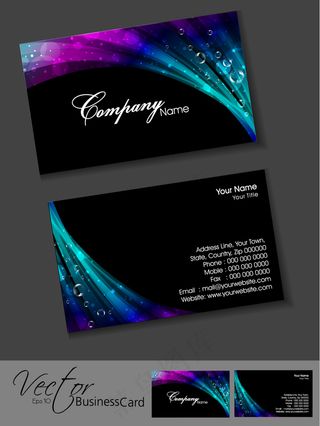 梦幻色彩光影背景矢量名片素材
