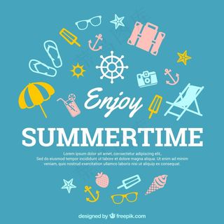 具有彩色元素的扁平夏季背景