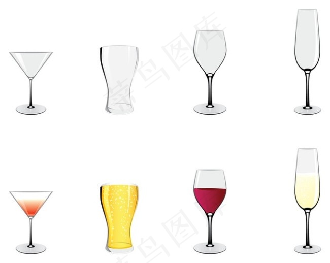 各种杯子矢量图