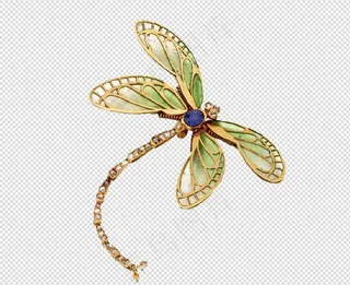 免扣珠宝首饰绿宝石蜻蜓背景墙素材P...