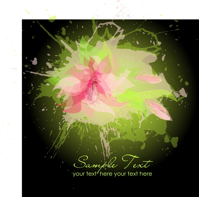 在黑色的背景上粉红色的花—