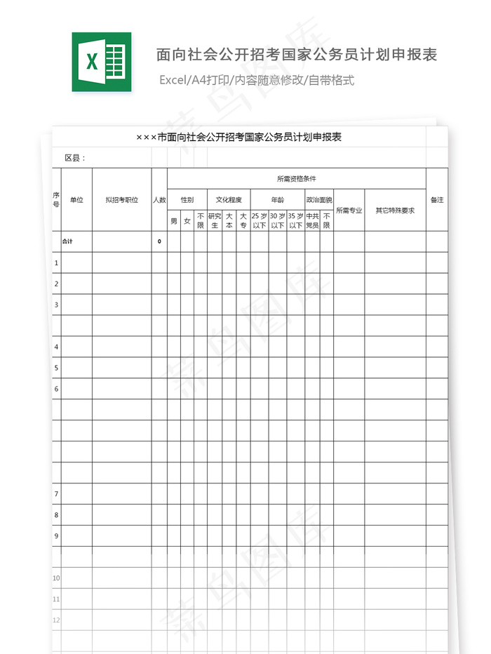 面向社会公开招考国家公务员计划申报...