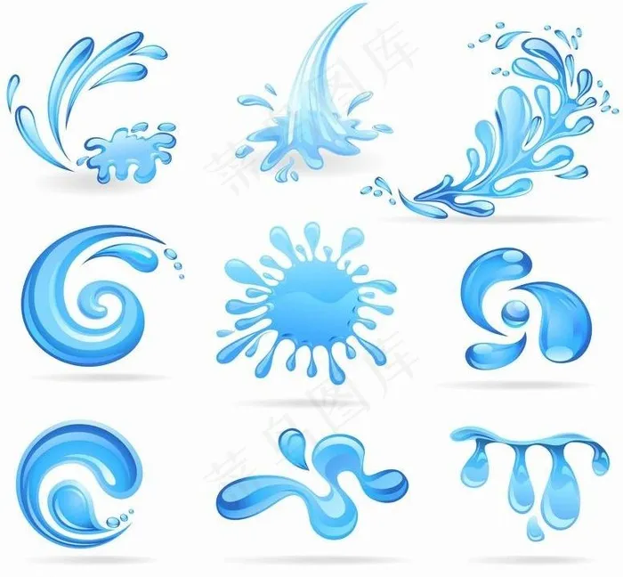 蓝色水珠水滴水花logo图片eps,ai矢量模版下载