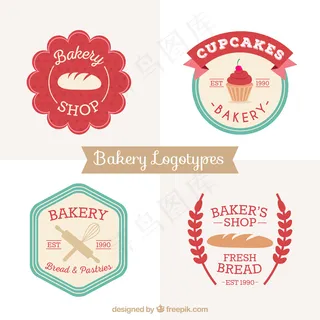 可爱的面包店标示的复古风格