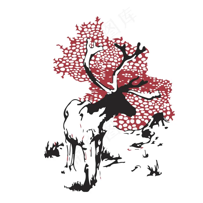 印花矢量图 艺术 手绘 动物 麋鹿...ai矢量模版下载