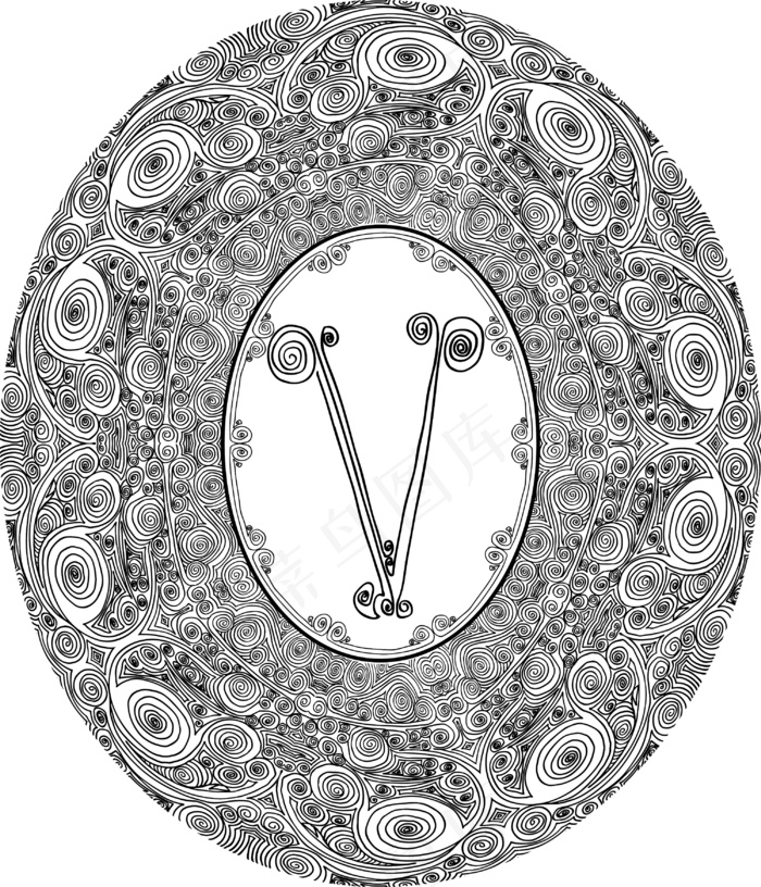 手绘字体字母W矢量插画eps,ai矢量模版下载