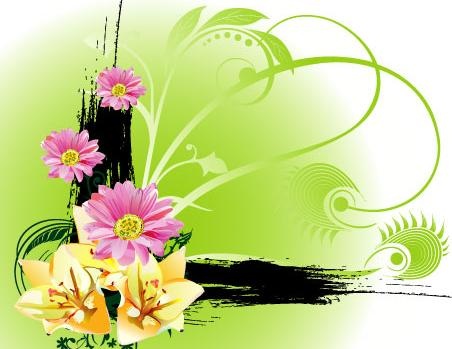 韩国植物花纹矢量素材07