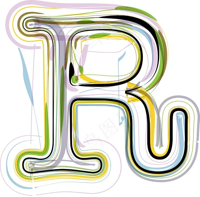 说明有机字体字母Reps,ai矢量模版下载