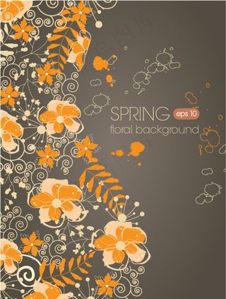 精美春季花卉装饰背景矢量素材