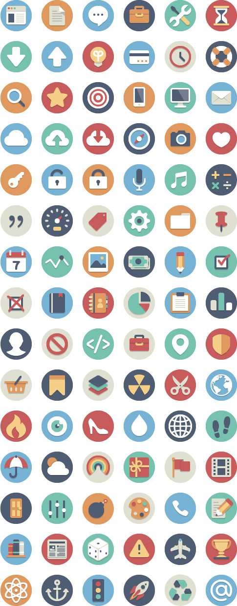 手机APP圆形扁平化彩色图标设计（一）