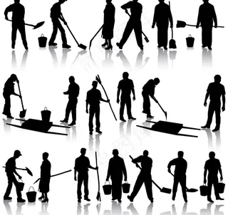 建筑工人剪影图片