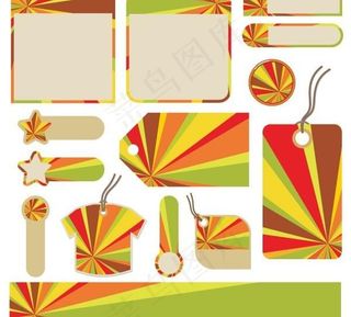 各种不同形状的辐射吊牌标签矢量素材