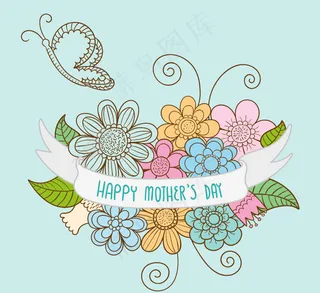 卡通母亲节花卉