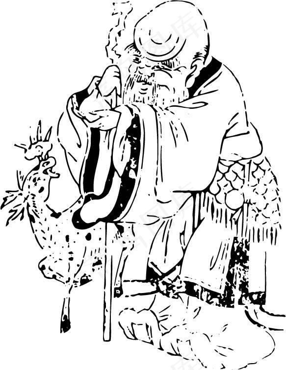 线描寿星ai矢量模版下载