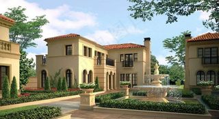 别墅喷泉景观图片