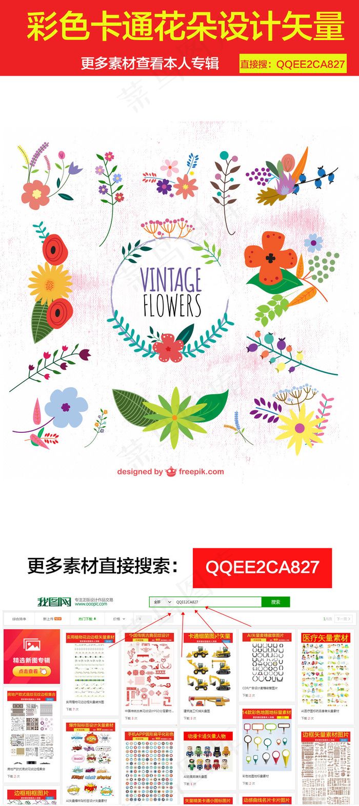 彩色卡通花朵花纹标签ai矢量模版下载