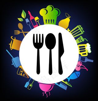 矢量彩色可爱餐厅素材背景