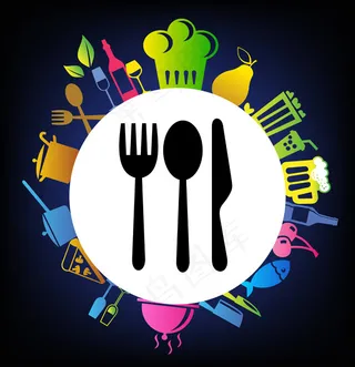 矢量彩色可爱餐厅素材背景