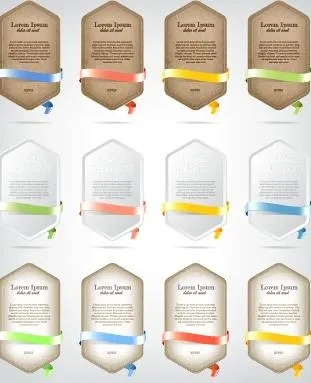 色彩鲜艳的旗帜以彩带矢量集02eps,ai矢量模版下载