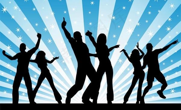 热情奔放的矢量跳舞人物剪影