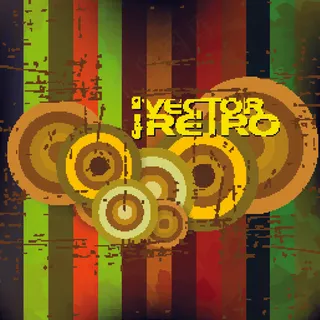 同心圆彩条复古背景矢量素材