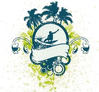 潮流运动 滑浪主题矢量素材 eps...