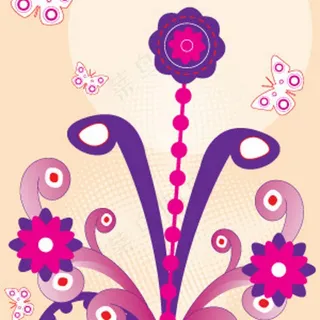 情人节花蝴蝶嬉皮士设计元素图案