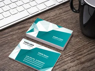 创意简约几何蓝绿色名片设计