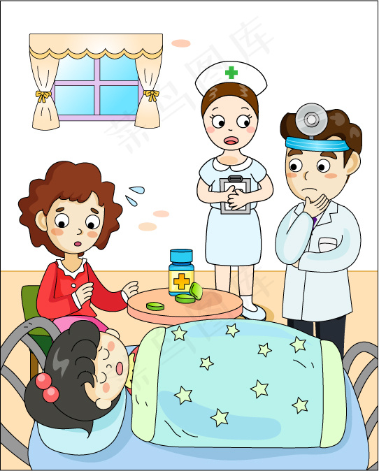 生病看医生矢量图