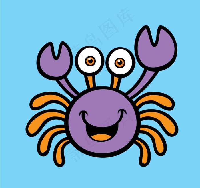 卡通螃蟹 可爱紫色螃