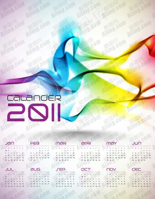 2011年时尚炫彩年历矢量素材02