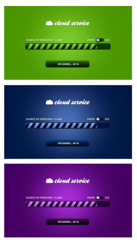 炫彩云上传网页进度条psd素材psd模版下载